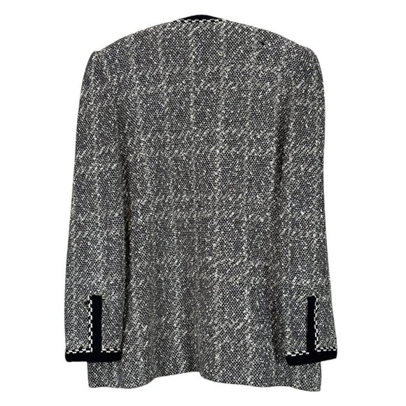 Vtg Castleberry Tweed Knit Open Front Cardigan Sweater Jacket Gray Black Size 12 - Picture 2 of 9